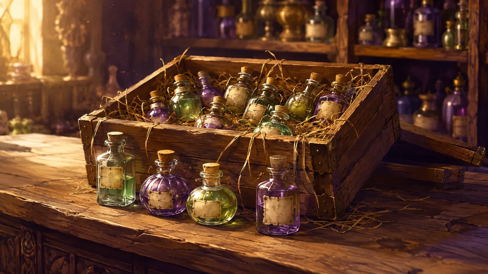 games like Unpacking — a half-unpacked crate on a counter with a few objects already placed